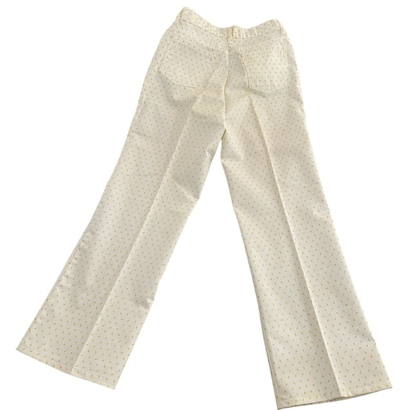 VTG Levi's For Me White Yellow Flowers Floral‎ Chino Pants Sz 27" Ultra Rare 70s - Picture 5 of 10